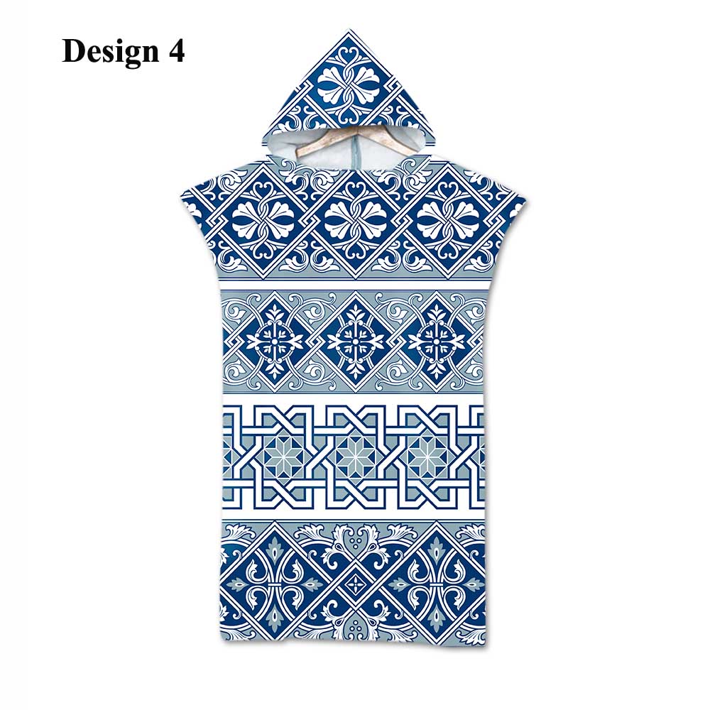 aztèque bohème géométrique Triangles Zigzags diamants rayures imprimer grand adulte Poncho à capuche piscine bain serviette de plage: Design 4