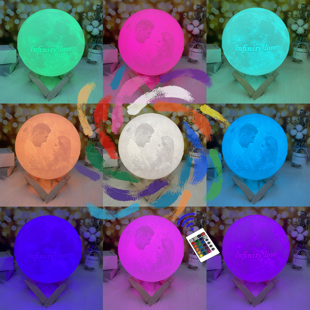 Lampe lunaire personnalisée avec impression 3D, texte Photo personnalisé, veilleuse, Rechargeable par USB, anniversaire, fête des mères, lunaire de saint-valentin