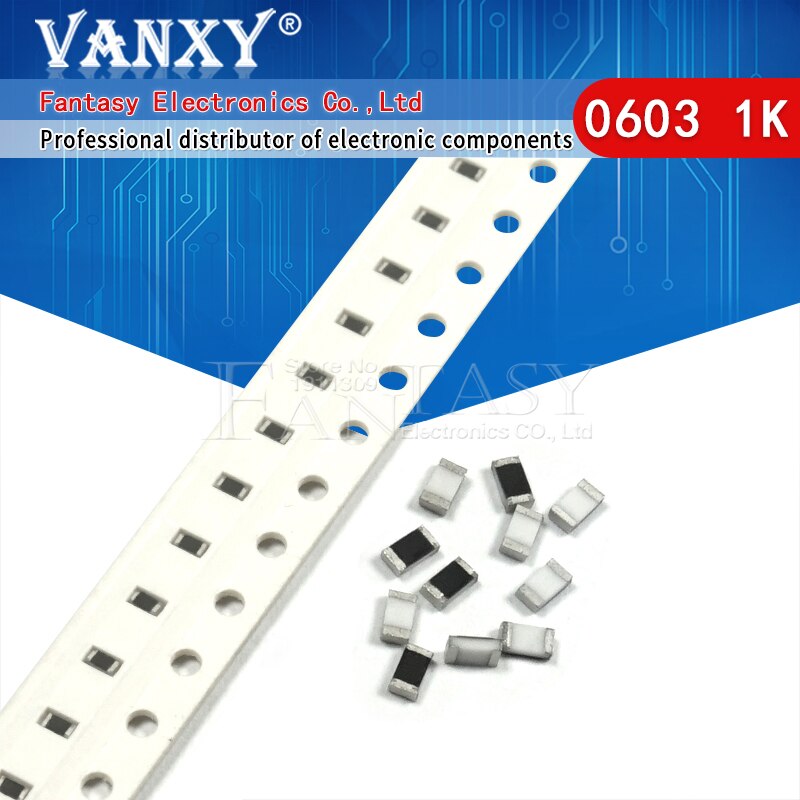 300PCS 0603 Chip Fixed Resistor SMD Resistor 1% 1K ohm 102