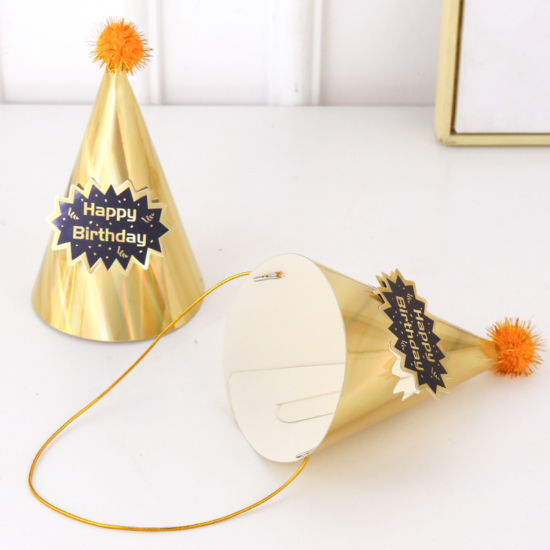 Golden birthday hat gold sequin cardboard birthday party hat birthday party decoration supplies gold silk party hat