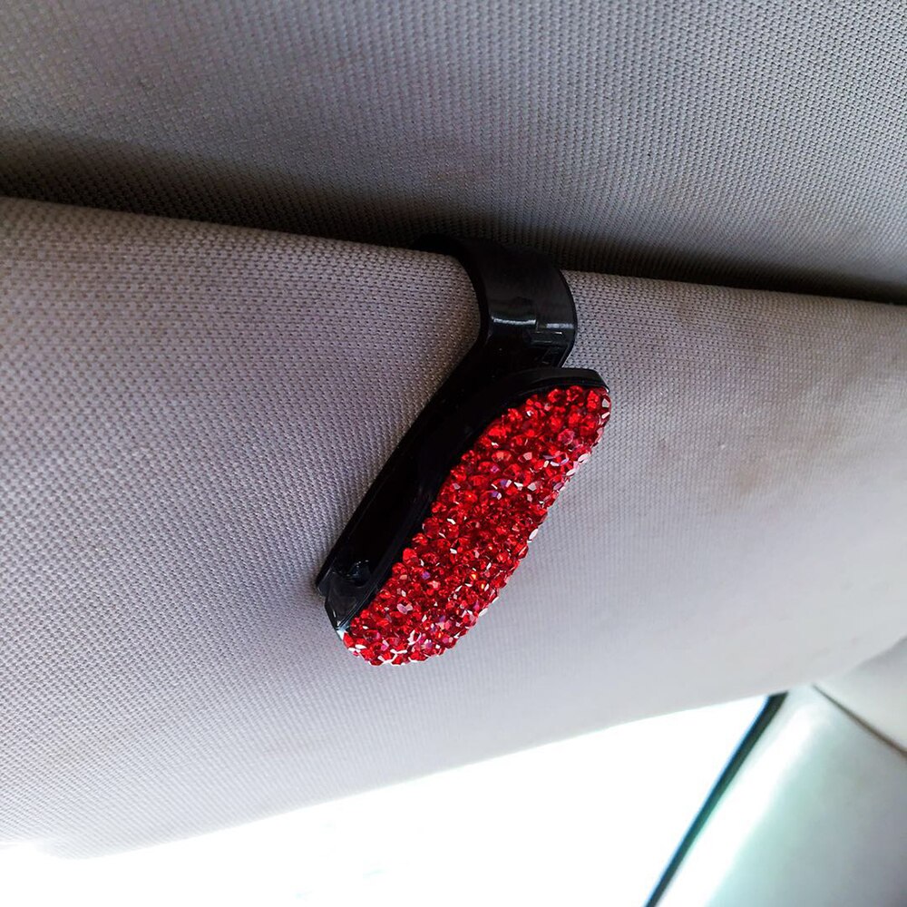 Auto Styling Bling Zonnebril Houder Clip Diamond Rhinestone Shining Auto Visor Zonnebril Clip Houder