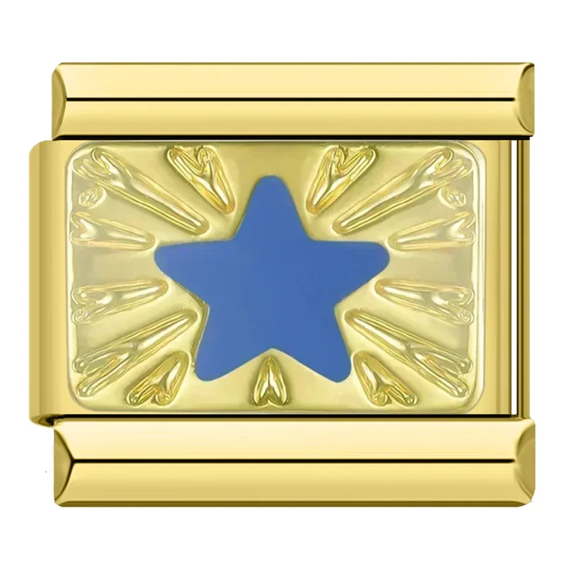 Hapiship, , 2024, Luna, estrella, ojo, dorado, italiano, eslabones aptos para pulsera de acero inoxidable de 9mm, joyería al por mayor DJ1373-A: Gris