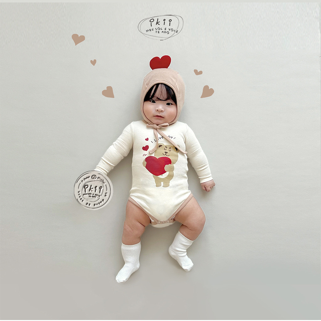 Kurzarm-babybody mit bärenmuster für jungen und mädchen, sommer-baumwoll-Gesamt