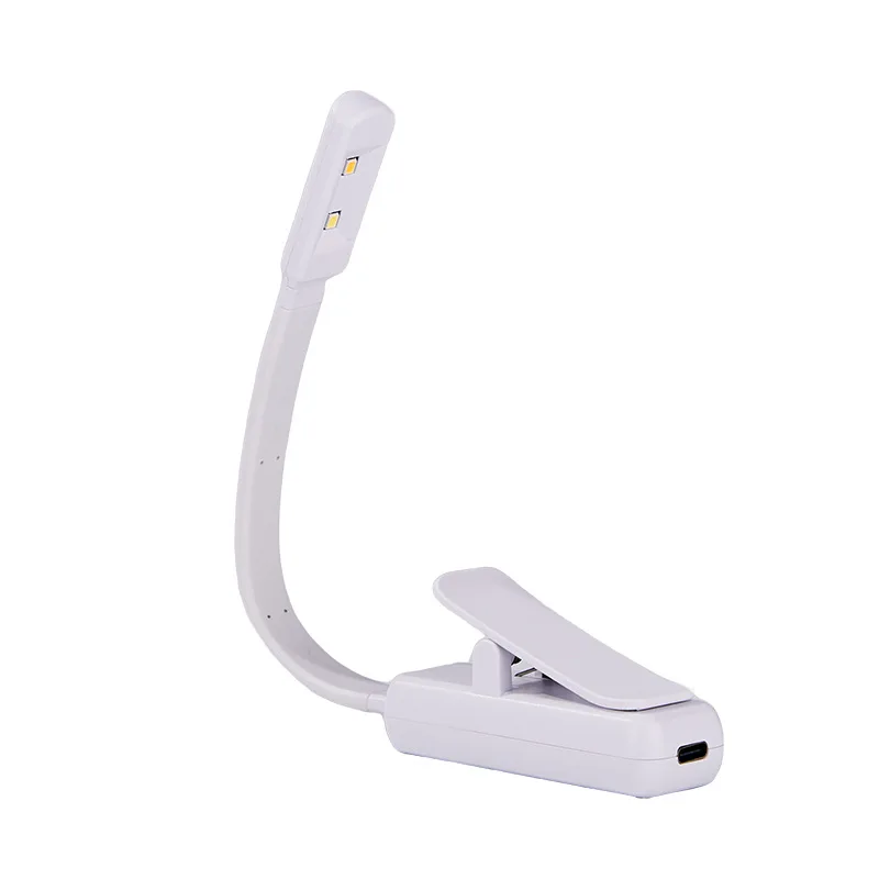 LED Reading Light Book Lights With Reading Lamp Portable And Rechargeable Reading Lights With Clamps For Camping Travel Studying: WHITE / Beige