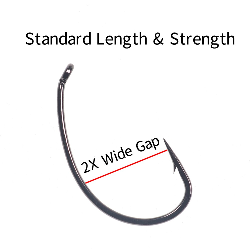 50pcs High Carbon Steel Fly Tying Hooks Wide Gap Curve Nymph Shrimp Caddis Fly Hook Barbed Black Nickle #6 #8 #10 #12 #14 #16