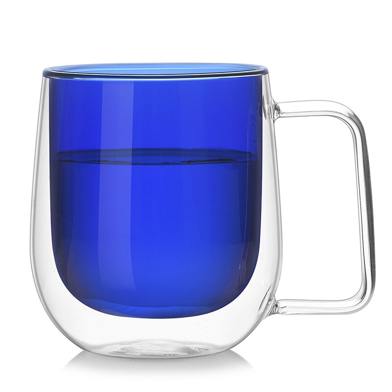 Whisky Bier Glazen Multi-color Wijn Glas Thee Sap Kopje Koffie Cups Cocktail Holder Mok Dubbele Wand Mokken Wijnglas voor Vodka: 250ml Blue