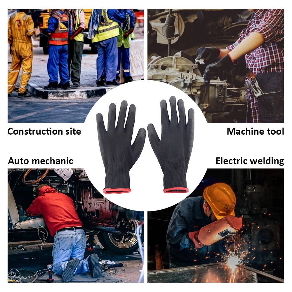 Guantes de trabajo de seguridad de nailon para carpintero, Guantes Recubiertos de Palma, suministros para trabajadores de reparación, 12 pares, 24 pares