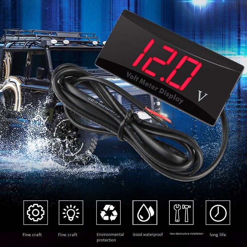 Led à prova dwaterproof água display digital voltímetro multi-função de teste de bateria de carro e motocicleta voltímetro reequipado