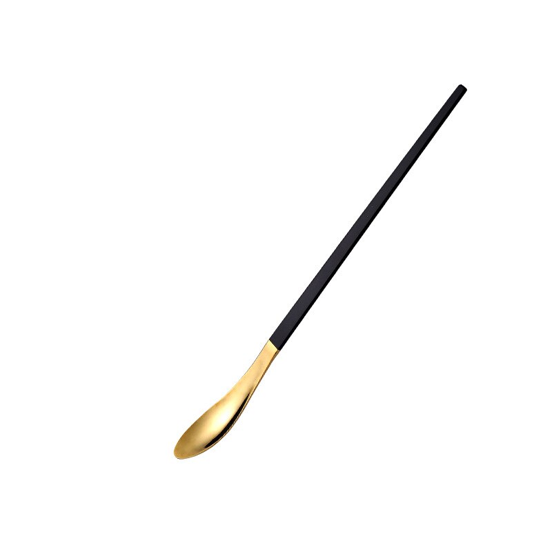 304 Stainless Steel Long Handle Stirring Spoon Cocktail Bartender Spoon Coffee Spoon Dessert Long Spoon Japanese Stirring Spoon: golden  black