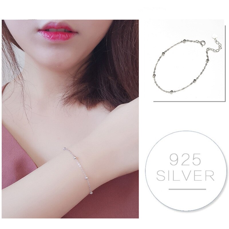 INZATT-Bracelet de perles en argent Sterling 925 pour femmes, breloque, chaîne métallique, bijoux de bureau OL, à la , de fête d'anniversaire