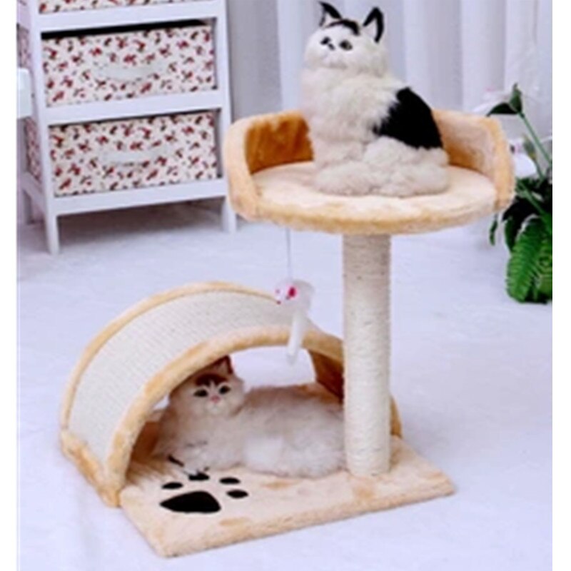 Pet Cat Climbing Tree Scratching Post Board Cat Tree House Removable Cat Bed Cat Condo Climbing Frame Furniture Scratchers Post: Yellow