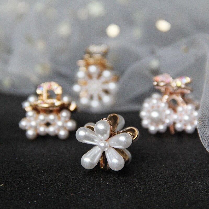 Nova moda coreano pérola strass banger jóias de cabelo feminino liga flor pequena grab clip cabelo acessórios para meninas