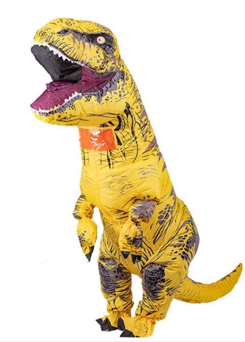 IK NFLATABLE Dinosaurus T REX Kostuums voor vrouwen Blowup T-Rex Dinosaurus Halloween Opblaasbare kostuum mascotte Partij kostuum voor volwassen: Geel / XL