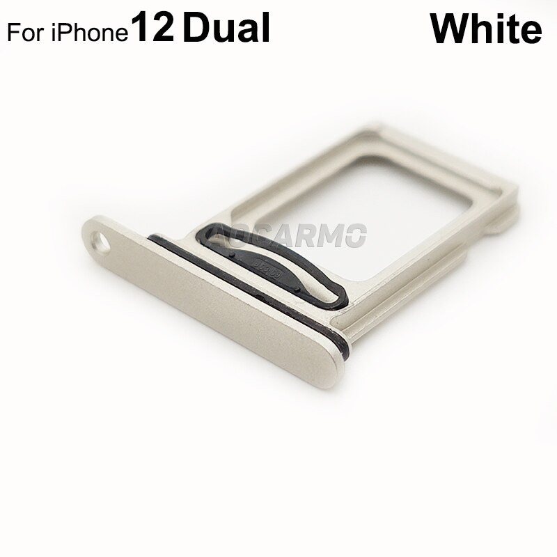 Aocarmo Dual Sim Lade Voor Iphone 12 Enkele Sim Card Slot Houder Vervanging Deel: Dual----White