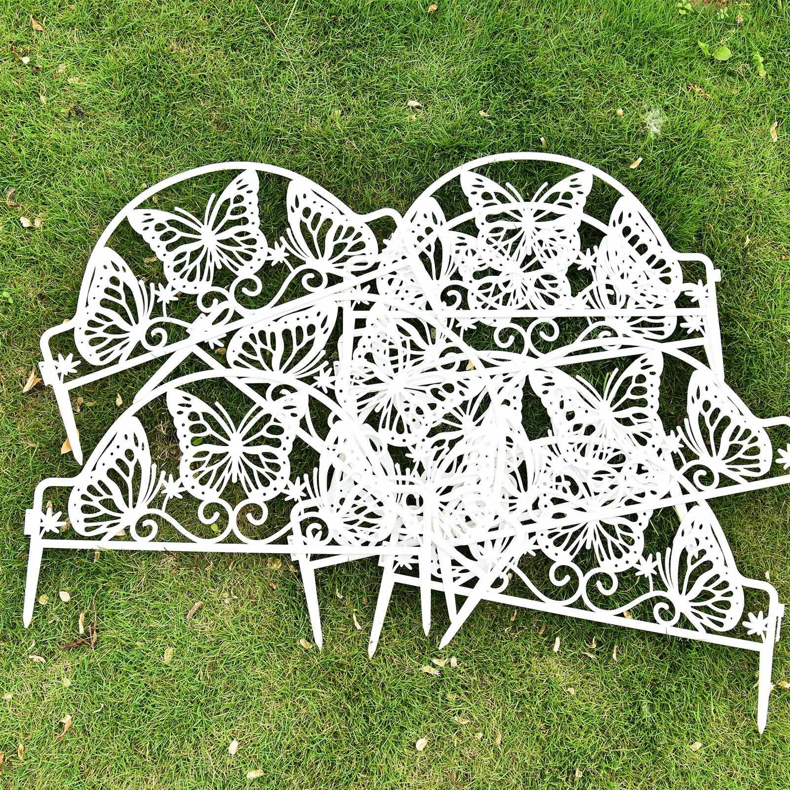 4PCS Outdoor Fence White Plastic Picket Fence Garden Border Edging Can Be Spliced And Disassembled Guardrail Wedding Decor Fence