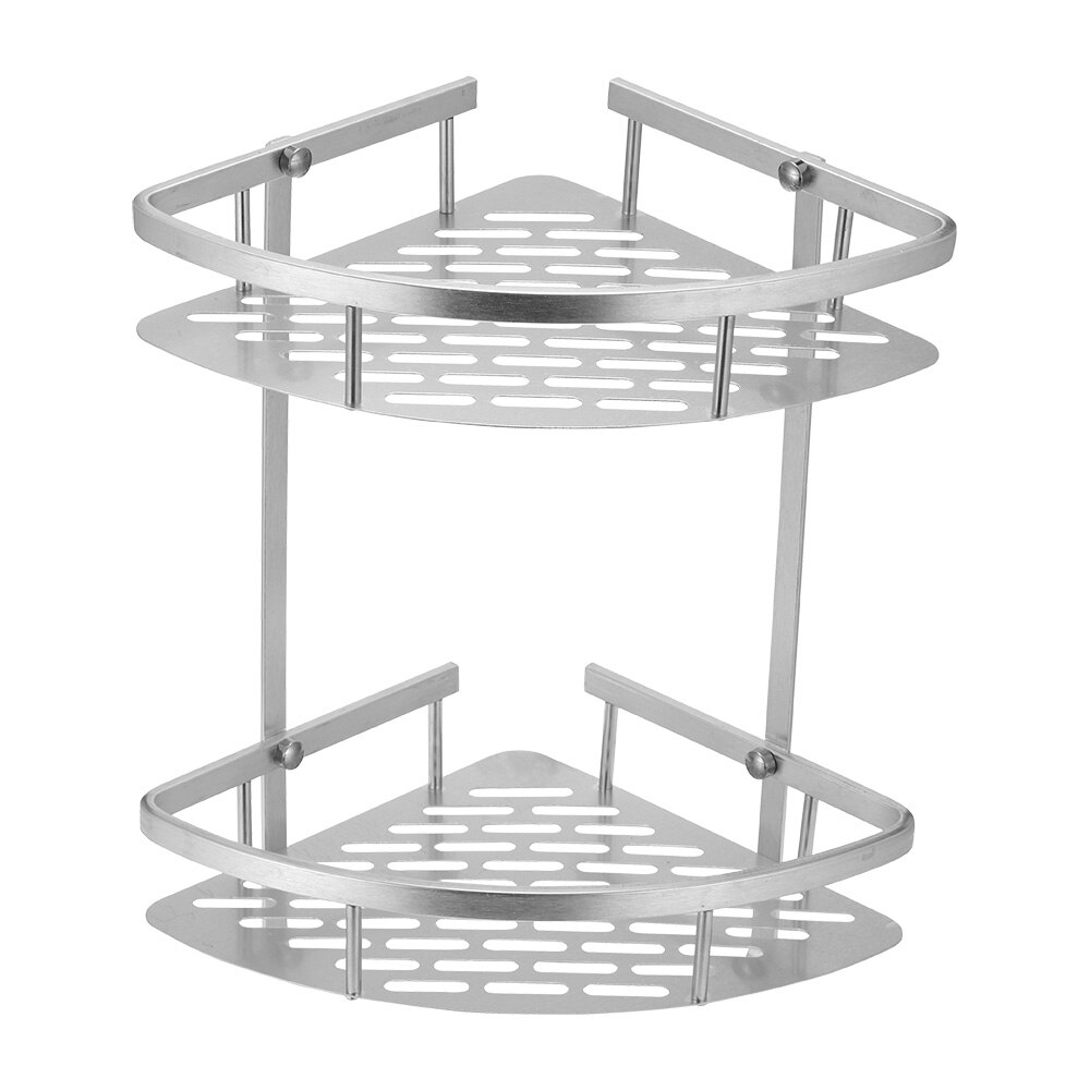 2/3 Layers Triangular Corner Organize Rack Shelves Basket Hanger Shampoo Organizer Shower Bathroom Shelf Kitchen Aluminum: 2 Tier