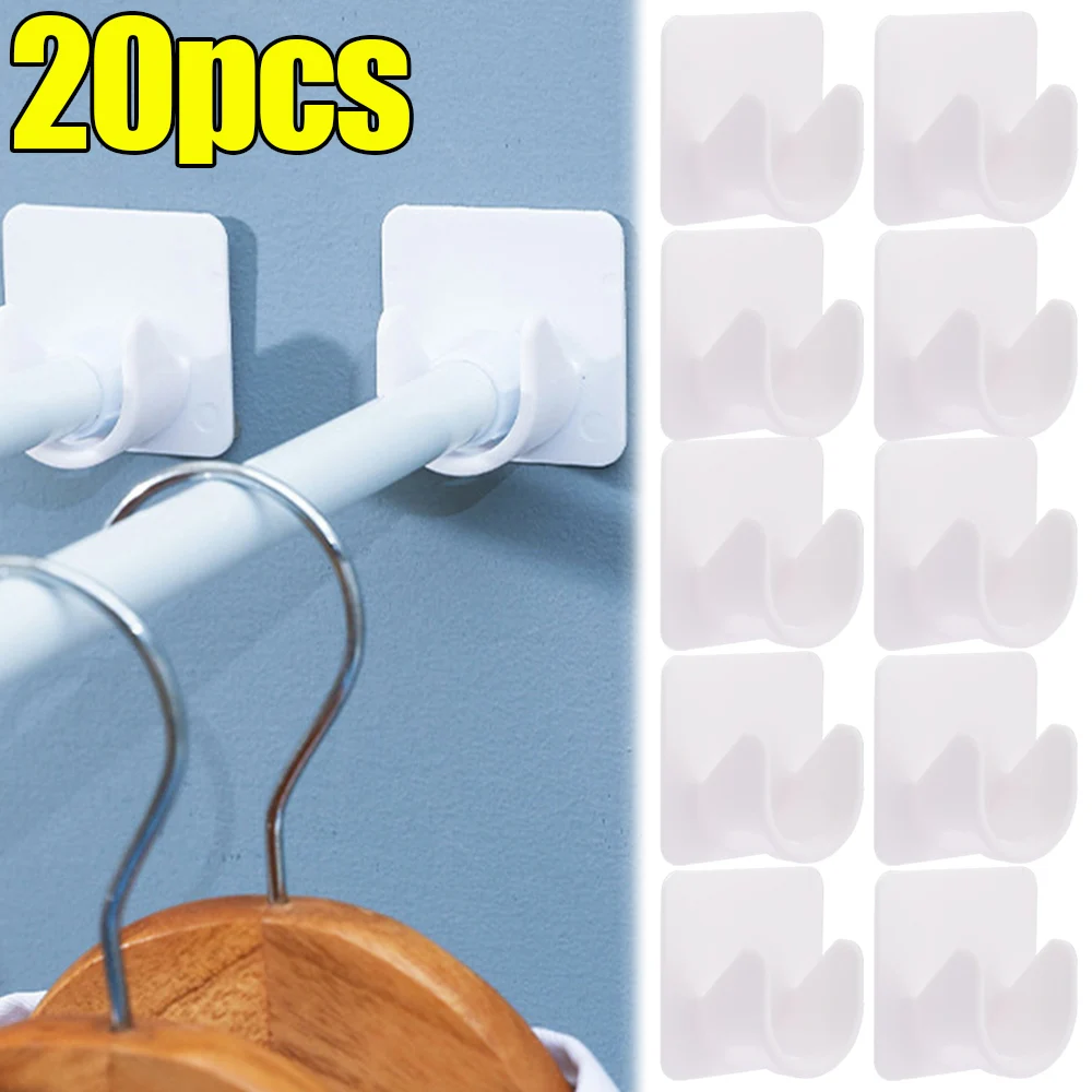 20/1 Stuks Sterke Gordijnroede Beugel Houders Zelfklevende Verstelbare Muur Gordijnroede Vaste Opknoping Rack Badkamer Accessoires