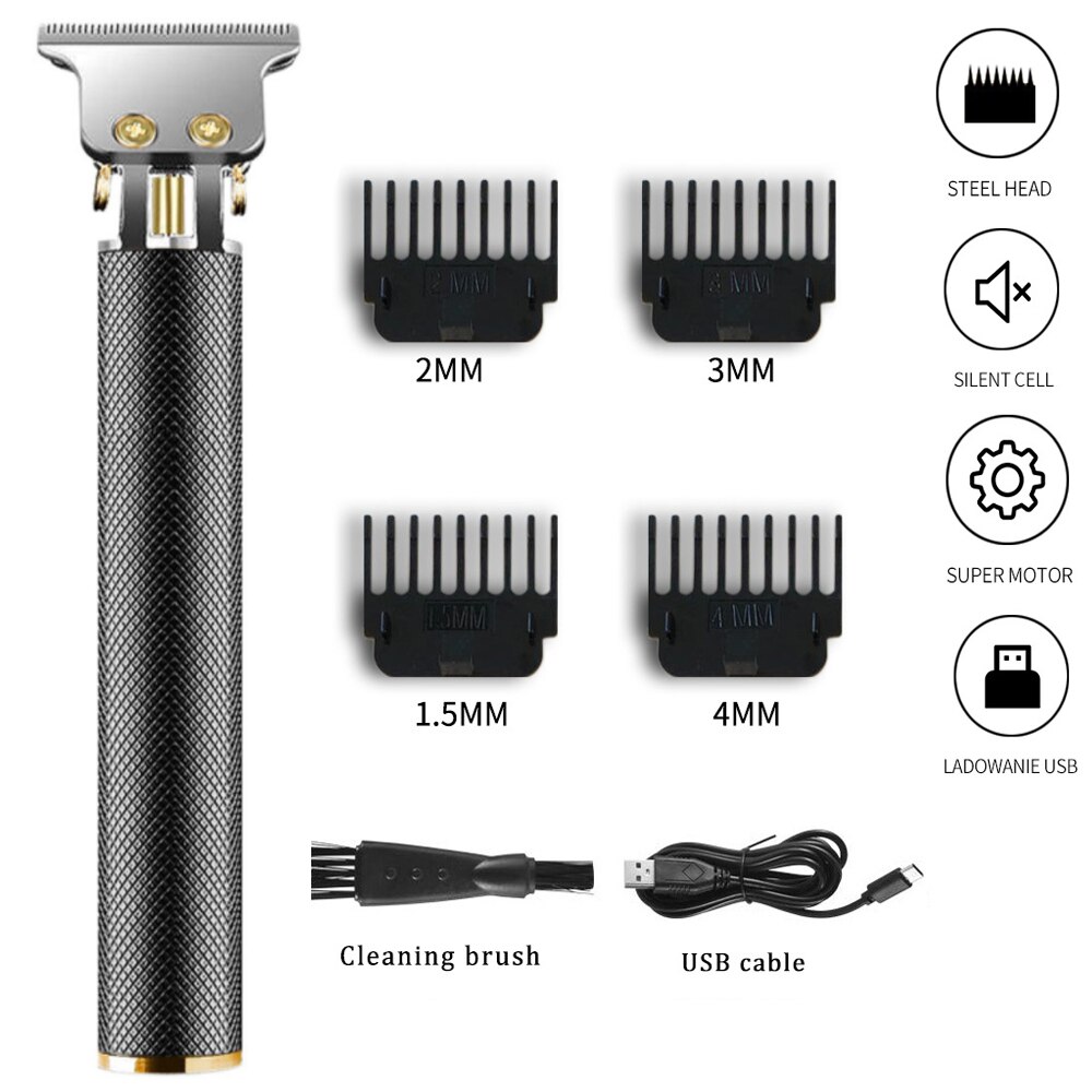 USB Rechargeable Ceramic Hair Trimmer Barber Hair Clipper Machine Hair Cutting Beard Trimmer 0.0mm Bald Haircut Men Styling Tool