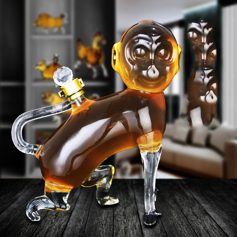 novelty wine bottle Animal monkey shaped lead-free whiskey decanter wine decanter for Liquor Scotch Bourbon DDC-212
