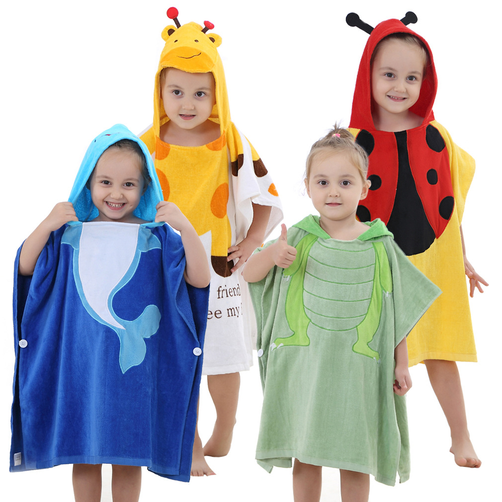 Kinderen badjas leuke styling baby katoen zachte mantel met cap verhogen absorberende handdoek badjas badjas voor kids