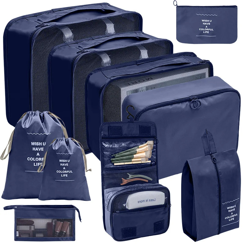 7/8/9/10 Pcs Set Reise Veranstalter Lagerung Taschen Koffer Verpackung Würfel Set Fällen Tragbare Gepäck Kleidung Schuh ordentlich Beutel Falten