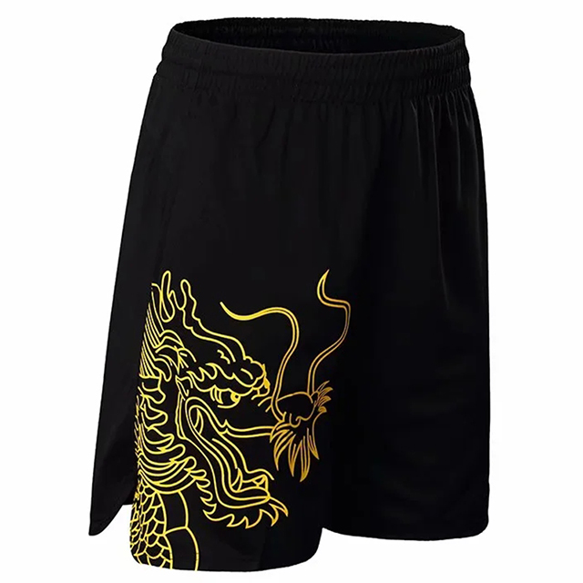 Kinesiske dragon shorts mænd løber hurtigt tør træning bodybuilding gym shorts sport jogging lomme tennis trænings shorts: Sort gul / Asiatisk størrelse xl