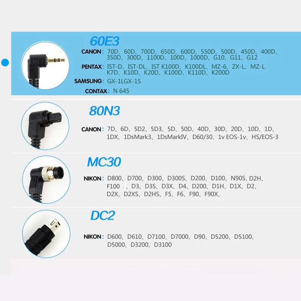Pixel Timer Shutter Release Wired Remote Control For 750D / 7D2 / 6D / 5D4 / 5D3 / D800 / D700 Timing Remote Control