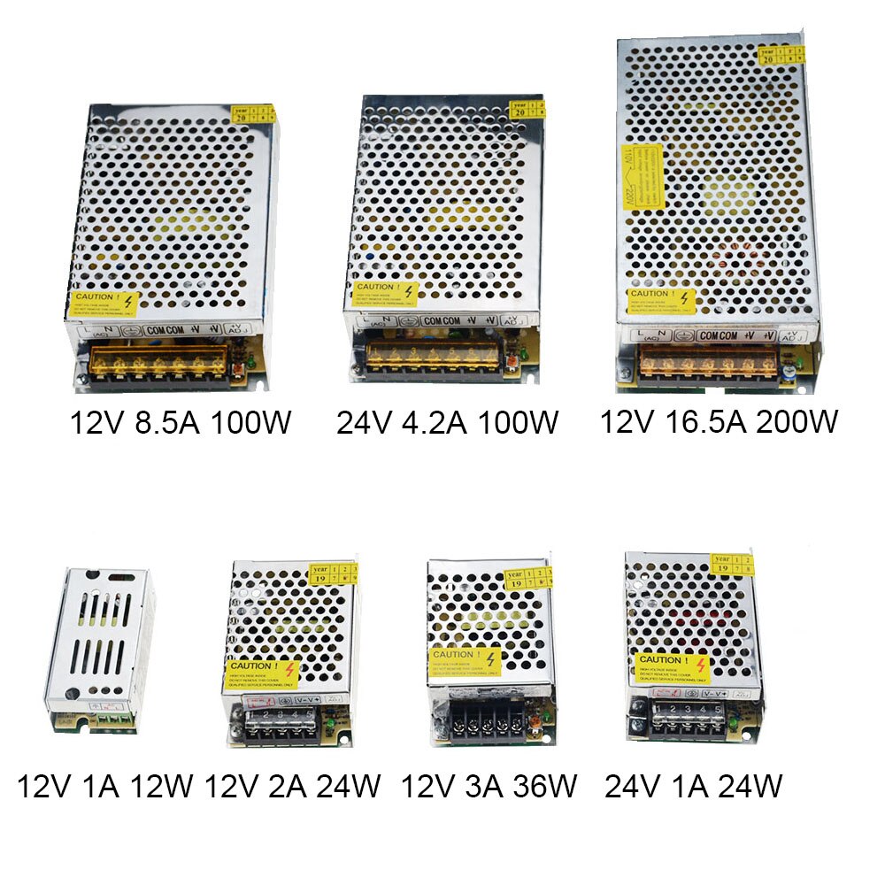 1 stuks schakelende voeding 110v 220v to 12v 24v led voeding cctv / led strip ac naar dc bron stroomadapter 12w 360w 720w