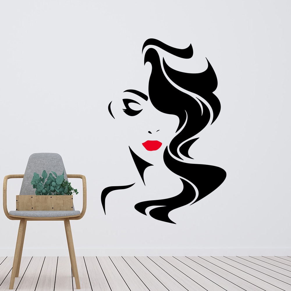 Beauty Salon Salon Lipstick Eyes Vinyl Wall Sticker Wallpaper For Beauty Salon Girls Bedroom Decor Mural Poster Quotes Make Up