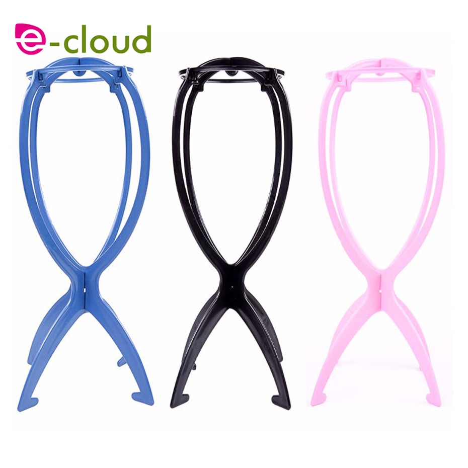 Haar Pruik Producten Flexibele Plastic Pruik Stand 3 Stks/pak Zwart/Roze/Blauw Portable Folding Pruik Houder Hoed Cap pruik Weergave Tool