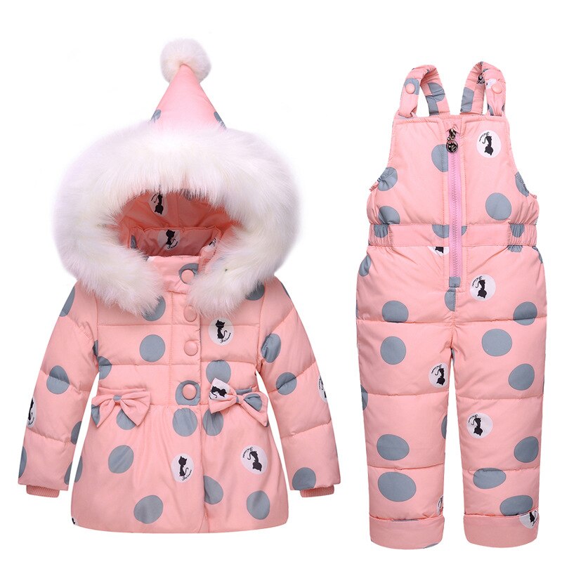Baby Clothes Girls Down Coat Suit Children Warm Toddler Snowsuit Outerwear + Romper Clothing Set Russian Children Winter Overall: Pink / 3T