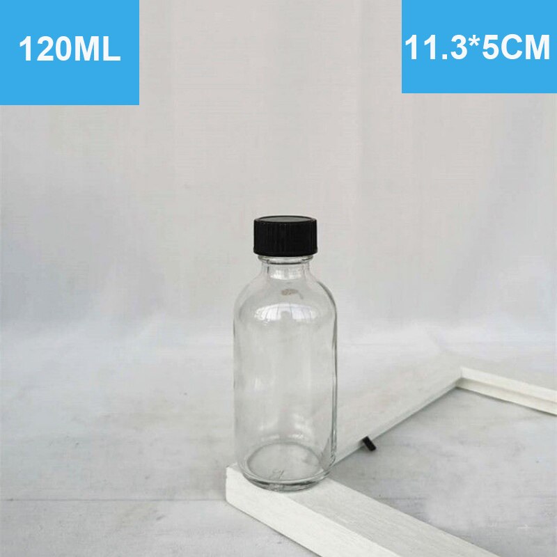 Clear Glass Bottles with Lids Boston Round Sample Bottles for Juice Ginger Shots Oils Whiskey Liquids Mini Travel Bottle (1PCS): 120ML