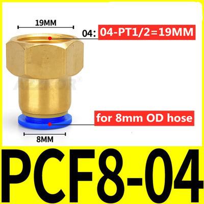 Pneumaattinen ilmaputken liitin naaraskierteinen messinkiliitin nopea suora läpiliitos 1/2 '' 1/4 '' 3/8 " 1/8 " --4 6 8 10 12mm: 8-04