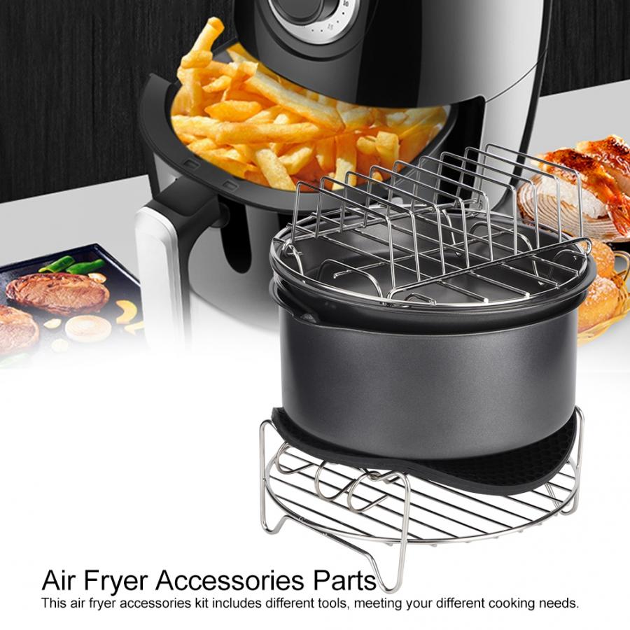 7 stk / sæt grill luftfryser tilbehør sæt sæt dele køkken køkkenredskab til 3.6l luft frituregryder