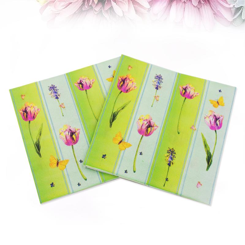 2 Packs Servetten Gedrukt Bloem Patroon Kleurrijke Papieren Handdoek Tissues Voor Wedding Festival Party Verjaardag