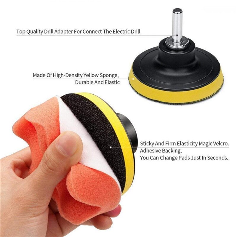 14Pcs Car Polishing Kit Buffing Pad 1/3''/6mm Wheel Polishing Cone Car Body Wheels Care Tools Car Cleaning Tools Wash Cleaning