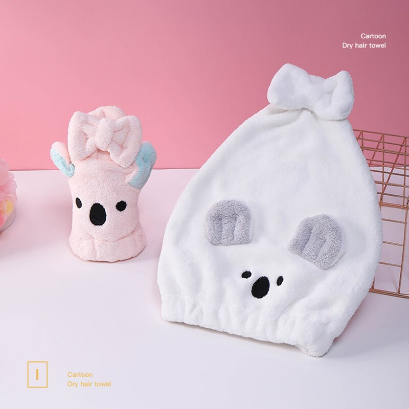 Dessin animé Koala Salle De Bain Magique Microfibre Cheveux Serviette Pour Les Femmes Adultes Serviettes Serviette De Bain Chapeau Casquette Turban Sèche