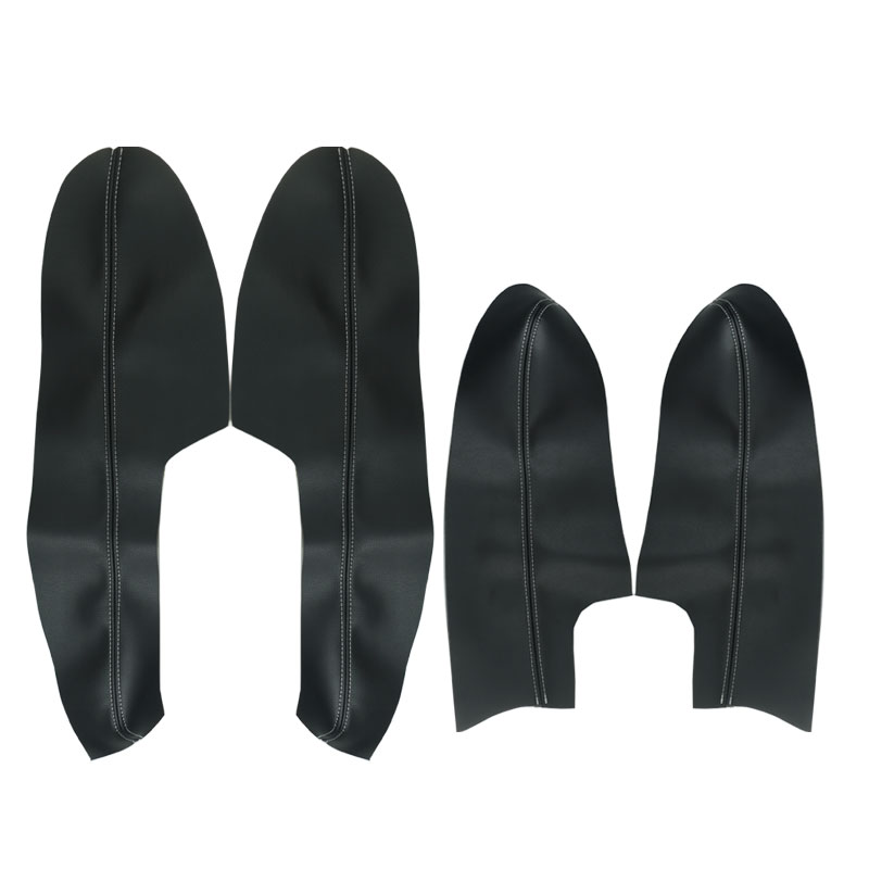 4 Stuks Zachte Lederen Armsteun Cover Voor Nissan Qashqai J11 Binnendeur Armsteun Panel Cover Sticker trim: Black-white line