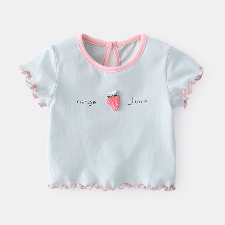 Hohe Quanlity Sommer freundlicher Mädchen T Shirt Kurzarm Baby Mädchen T-Hemden Baumwolle freundlicher T-Shirt Oansatz T Spitzen Kleidung: Erdbeere / 110