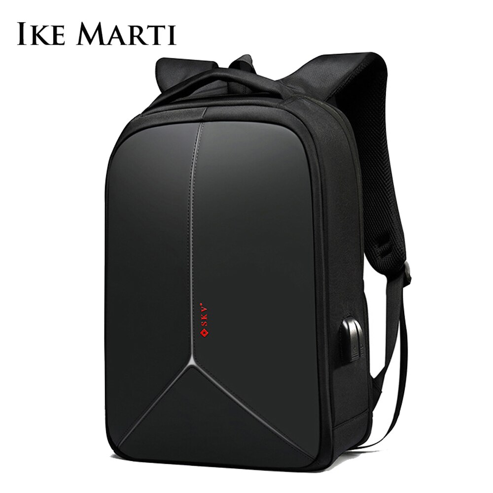 IKE MARTI Laptop Backpack Anti-theft Waterproof Travel Backpacks USB Charging Business Travel Bag Men Backpack: black