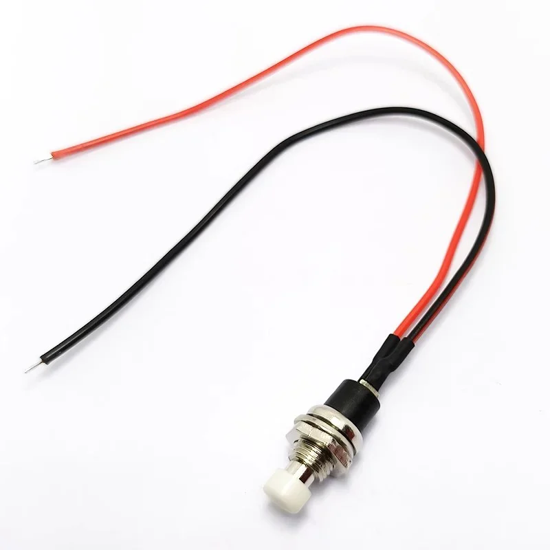 5Pcs Round PBS-110 Button Power Switch ON OFF 7mm Momentary Self-resetting Push Button Switch with 20cm Wire: GRAY
