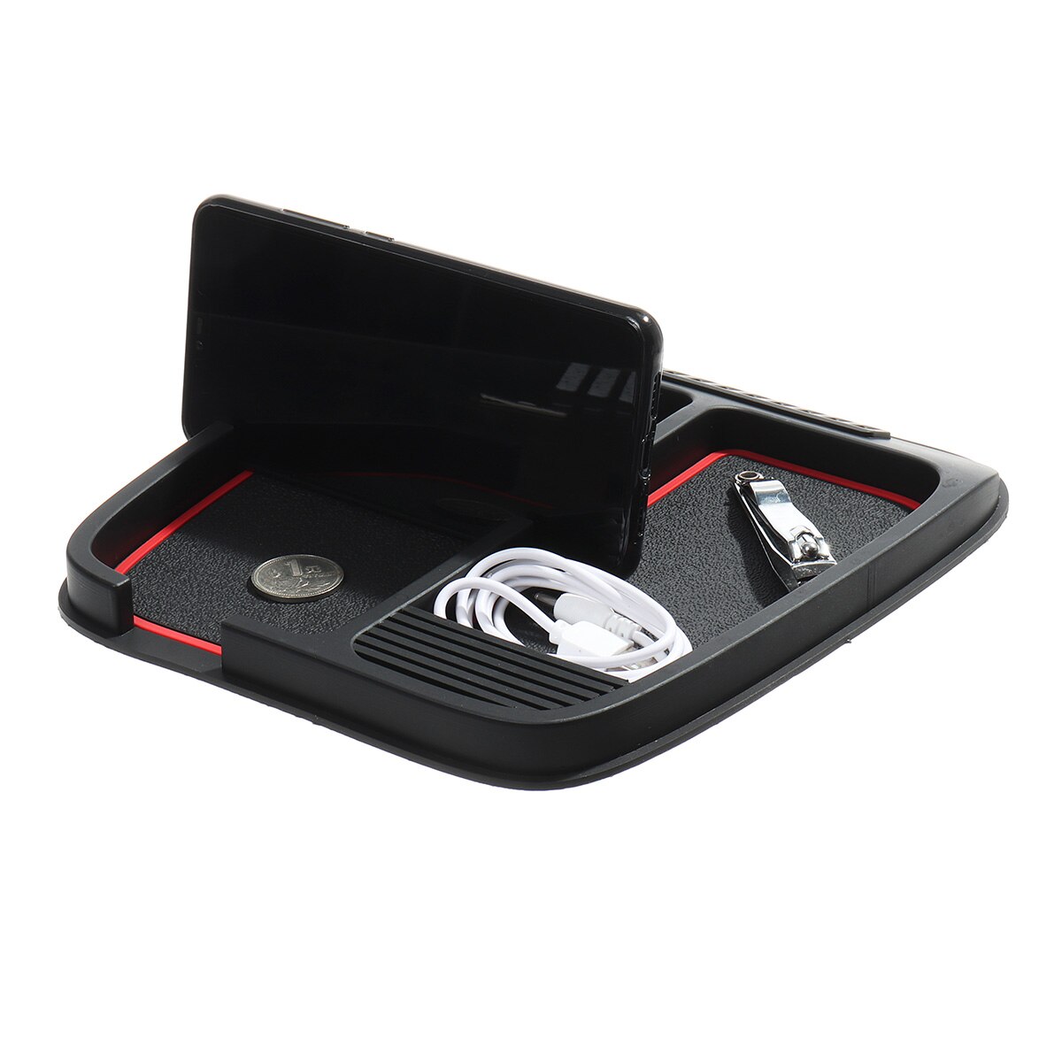 Tapis de tableau de bord de voiture en caoutchouc de silicone, support de téléphone, carte de stationnement temporaire, support d'autocollant de numéro de téléphone, tapis antidérapant