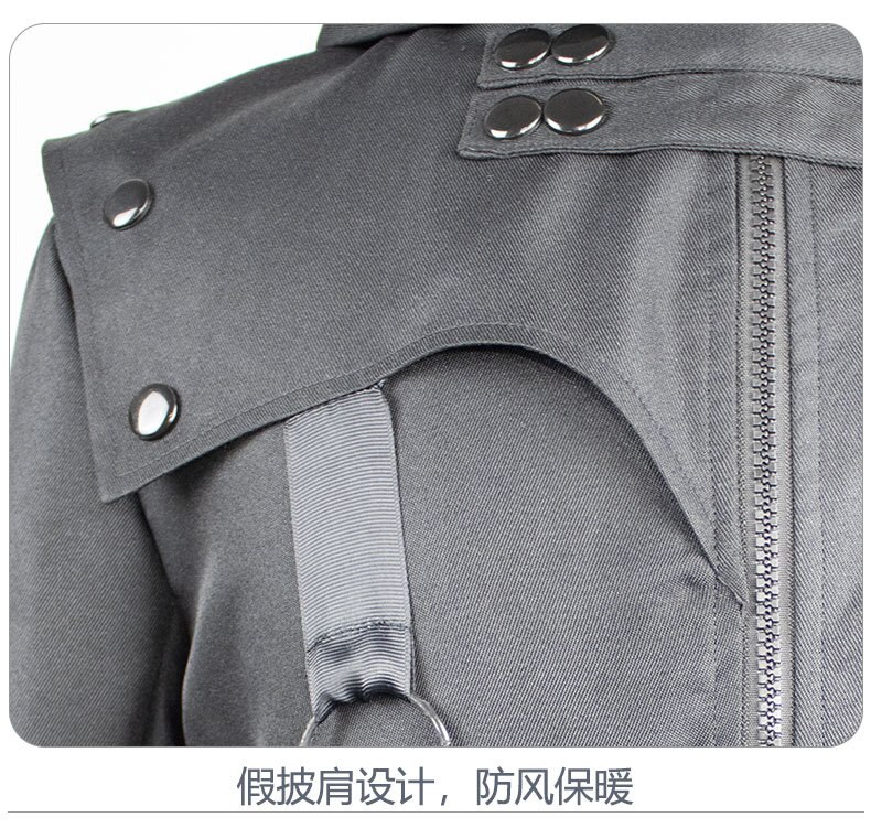 Autumn Winter Men's Retro Jacket Trench Slim Gothic Style Coat with Hooded Men's Clothing Halloween Cos Dress