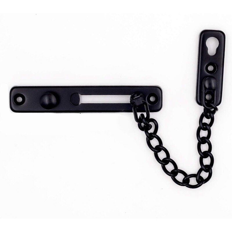 2 Pack Door Chain Lock, Stainless Steel Security Chain Guard, Polished Door Latch with Screws, Black