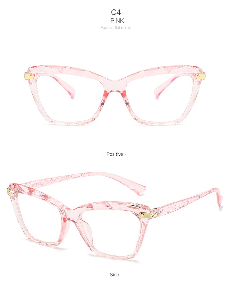 Mode Vierkante Brilmonturen Vrouwen Trending Stijlen Optische Computer Polygon Bril Vrouwen Anti Blue Ray Brillen Vrouwen: JH18041-C4