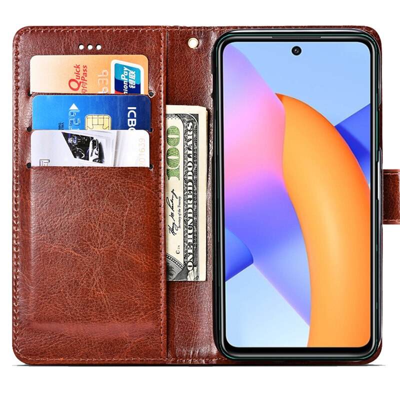 Archiwalne etui na telefon HONOR 10X Lite Funda na Huawei honor 10X lite DNN-LX9 Capa skórzane etui na portfel na honor 10 x światło etui: CX brązowy