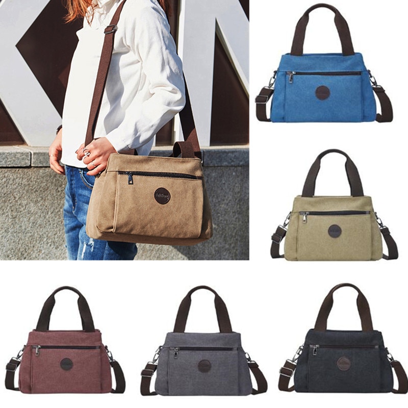 Dame Mode Canvas Handtas Tote Bag Multifunctionele Crossbody Tas Voor Vrouwelijke Grote Capaciteit Schouder Messenger Bags