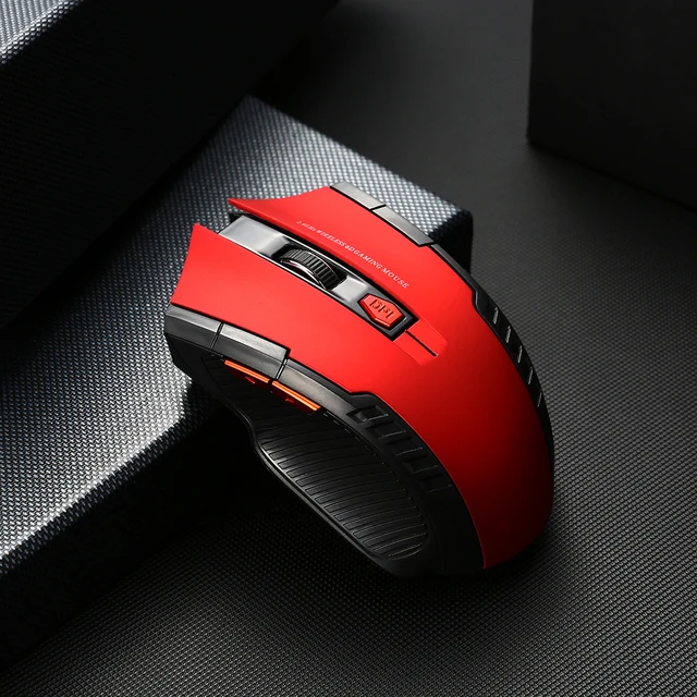 113 souris sans fil 2.4GHz souris optique sans fil avec récepteur USB souris sans fil Portable à 6 boutons pour ordinateurs portables: Rouge