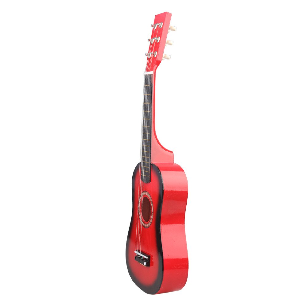 23 Inch Kleine Gitaar Zes-String Houten Gitaar Beginner Massief Houten Kleine Gitaar Kan Spelen Voor Kinderen Beginner Pick + String: red