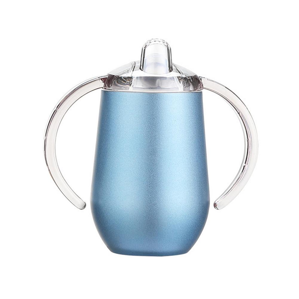 Taza de succión de doble Mango para niños, taza de agua, Taza Termo para bebés con asa, taza aislante de vacío Doble: Sky Blue